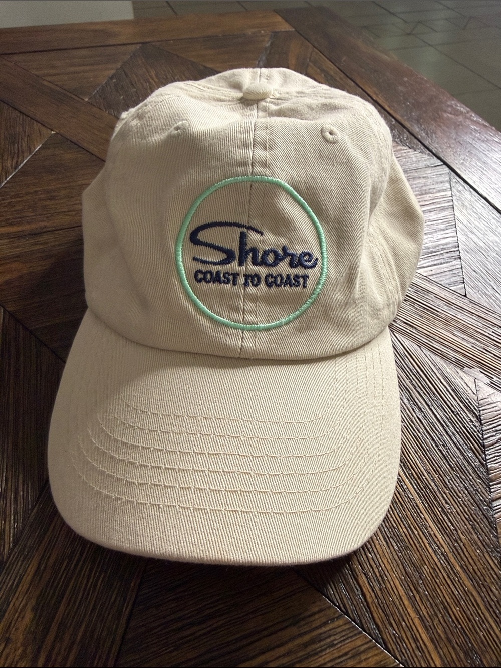 Shore Brand Coast to Coast Embroidered Tan Cotton Dad Hat Adjustable Strap NWOT